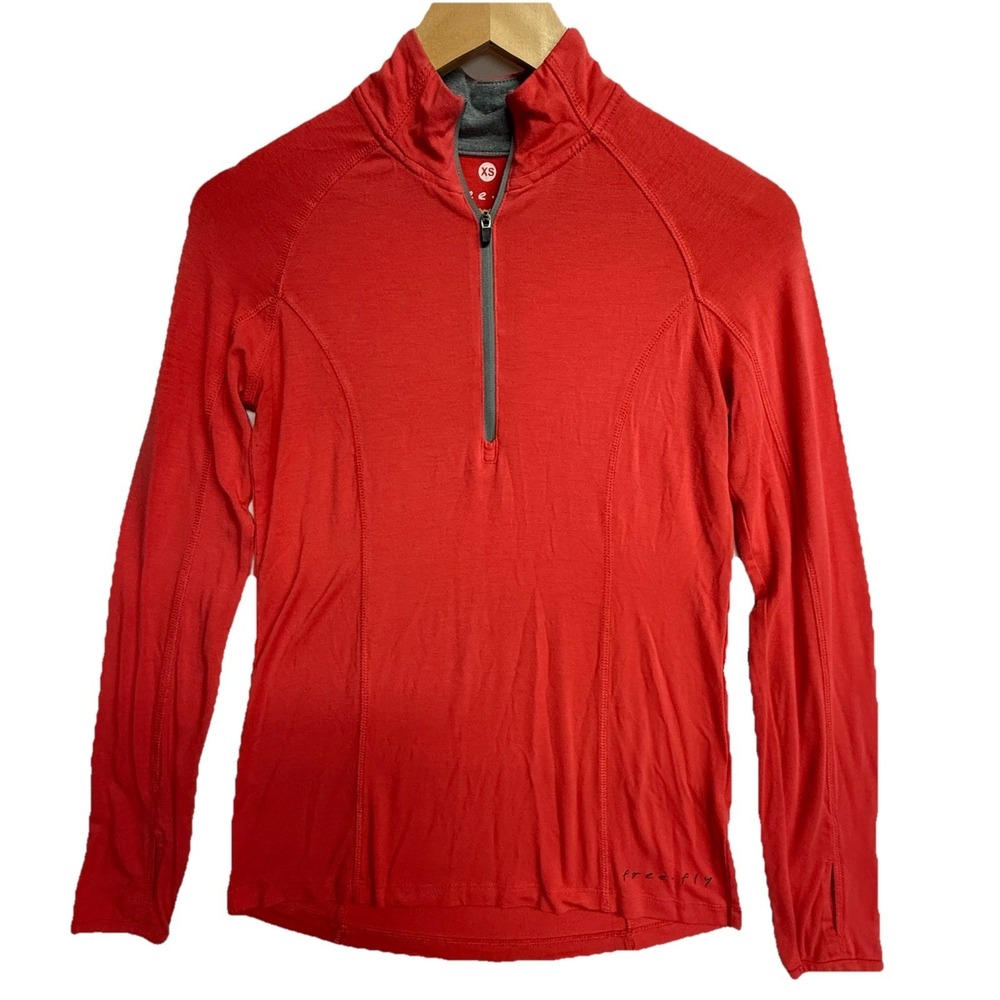 Free Fly Bamboo 1/4 Zip Pullover Womens XS Red Athletic Hiking Top